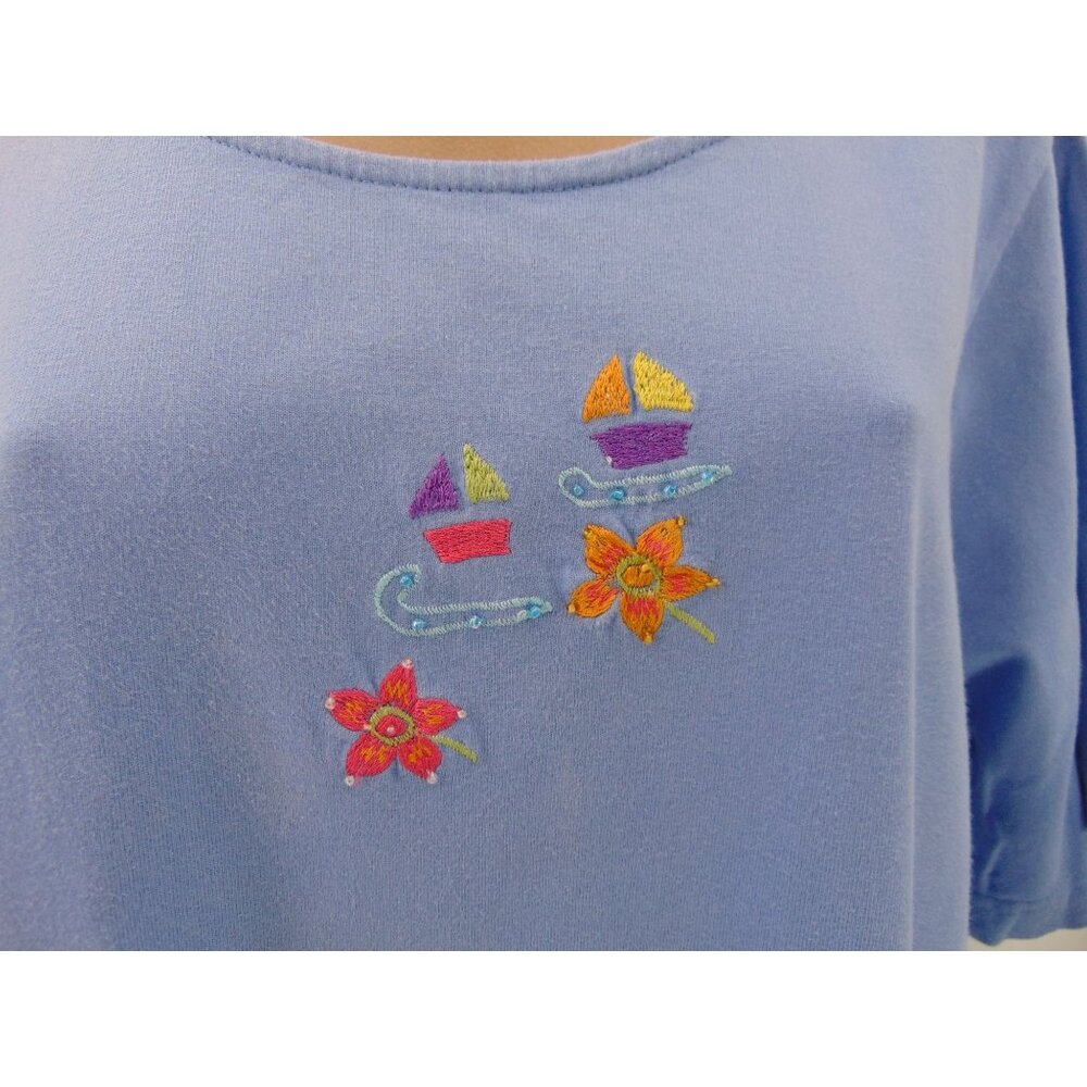 90s Cotton Connection Purple Dress XL Beaded Beach Applique Vacationcore Knit - Picture 9 of 11